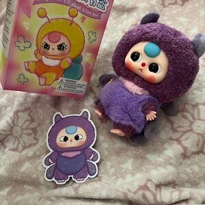 BB3 BABY THREE Bug Purple Plush Monster Doll - blind box Toy
